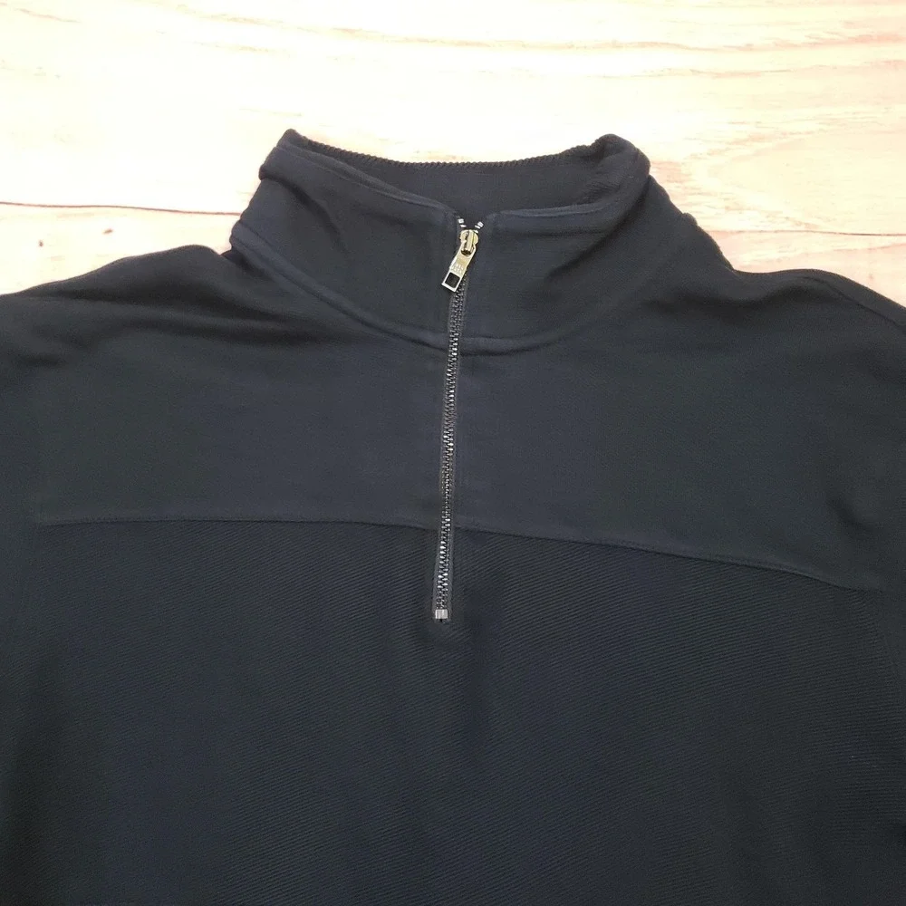 Ted Baker Sweater Mens Medium Black 1/4 Zip Mock‎ Neck Knit Cotton Pullover